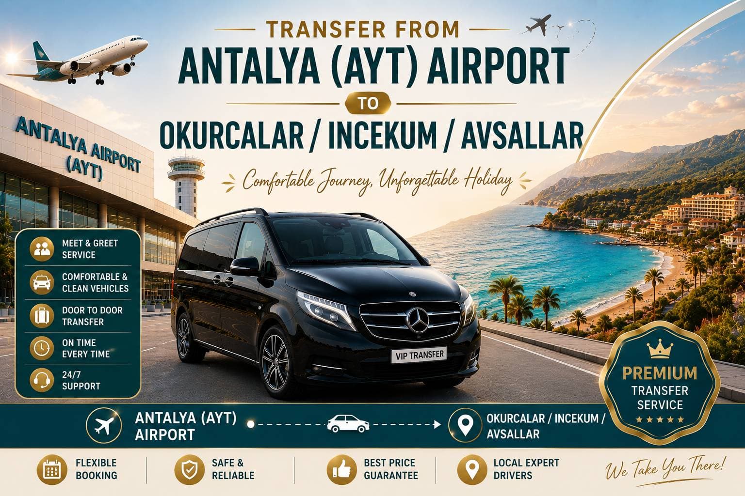 Transfer vom Flughafen Antalya (AYT) nach Okurcalar/Incekum/Avsallar