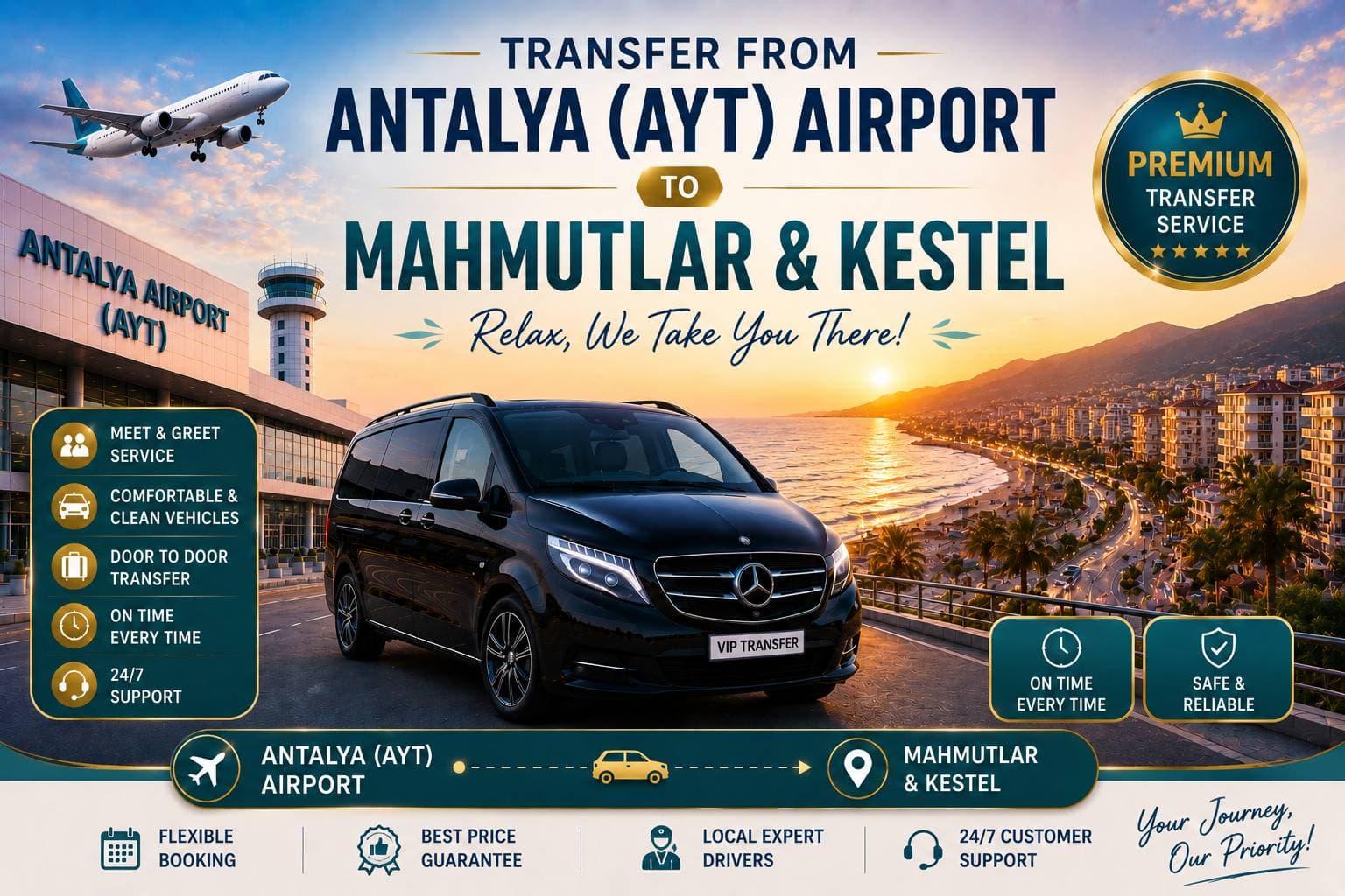 Transfer vom Flughafen Antalya (AYT) nach Mahmutlar und Kestel